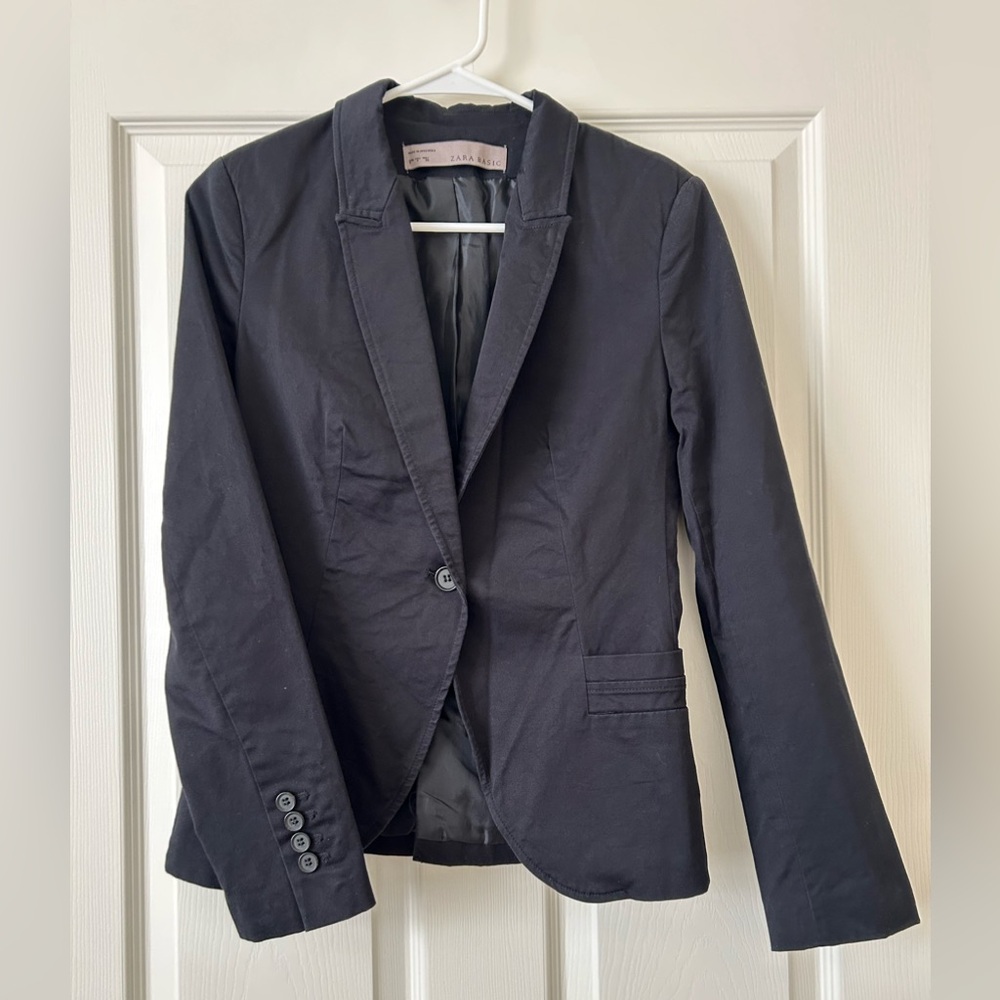 Zara Black Tailored Blazer with Notched Lapels